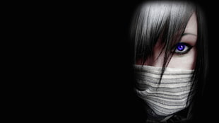 woman with gray face scarf 3D wallpaper