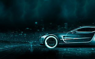 gray concept car illustration, Tron: Legacy, movies