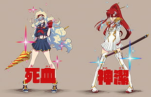 two anime characters illustration, Kill la Kill, Littner Yoko, Teppelin Nia, Matoi Ryuuko