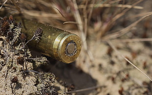brass bullet on gray sand