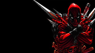 Deadpool wallpaper, Deadpool, artwork, black background, comics