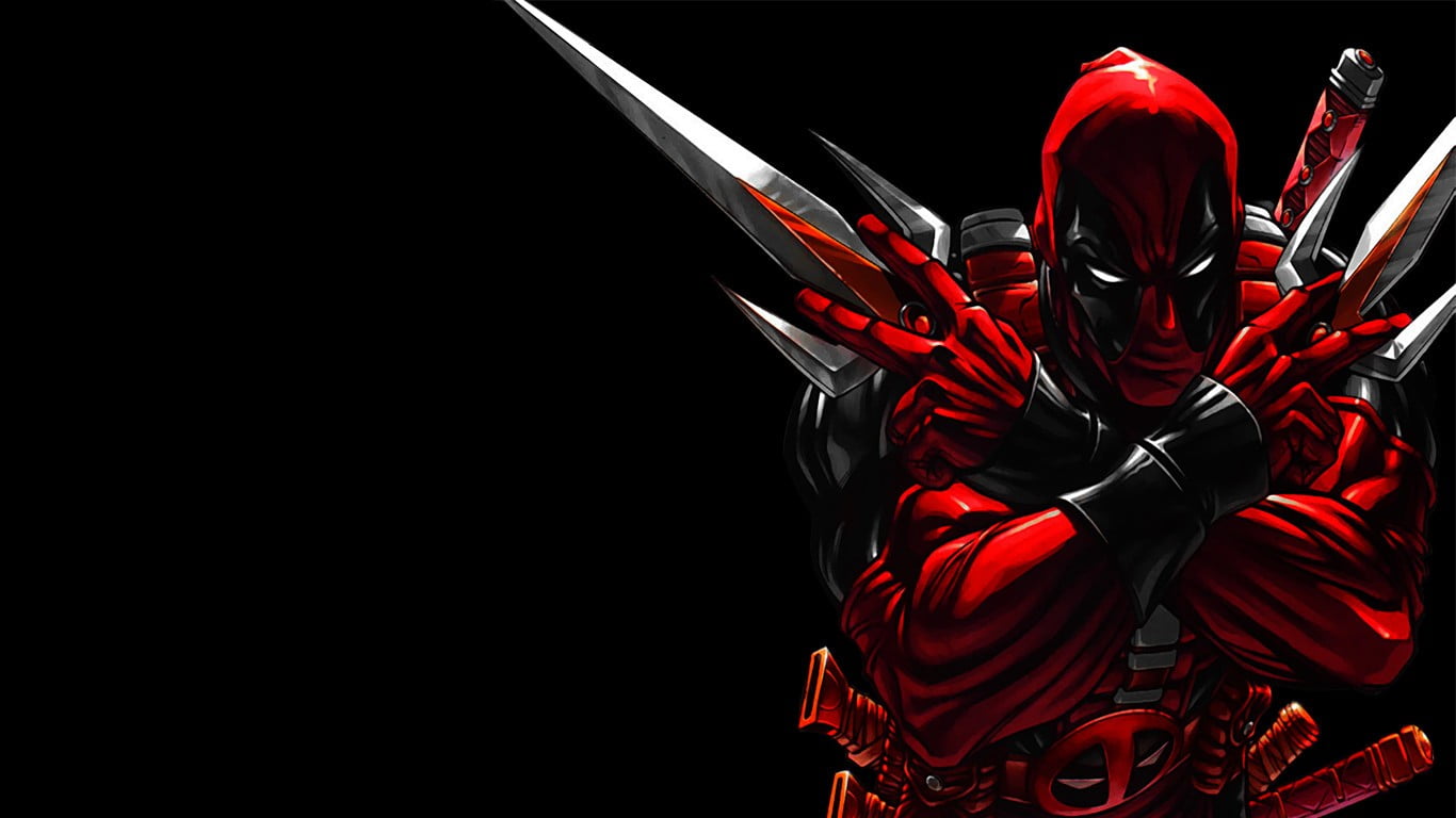 Deadpool wallpaper, Deadpool, artwork, black background, comics