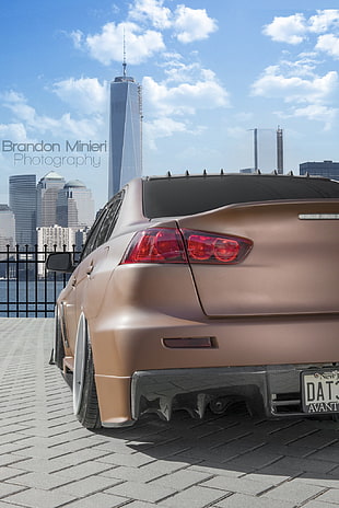 brown sedan, Mitsubishi Lancer Evo X, evolution, Mitsubishi Lancer, Mitsubishi HD wallpaper