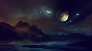 landscape photography of moon HD wallpaper