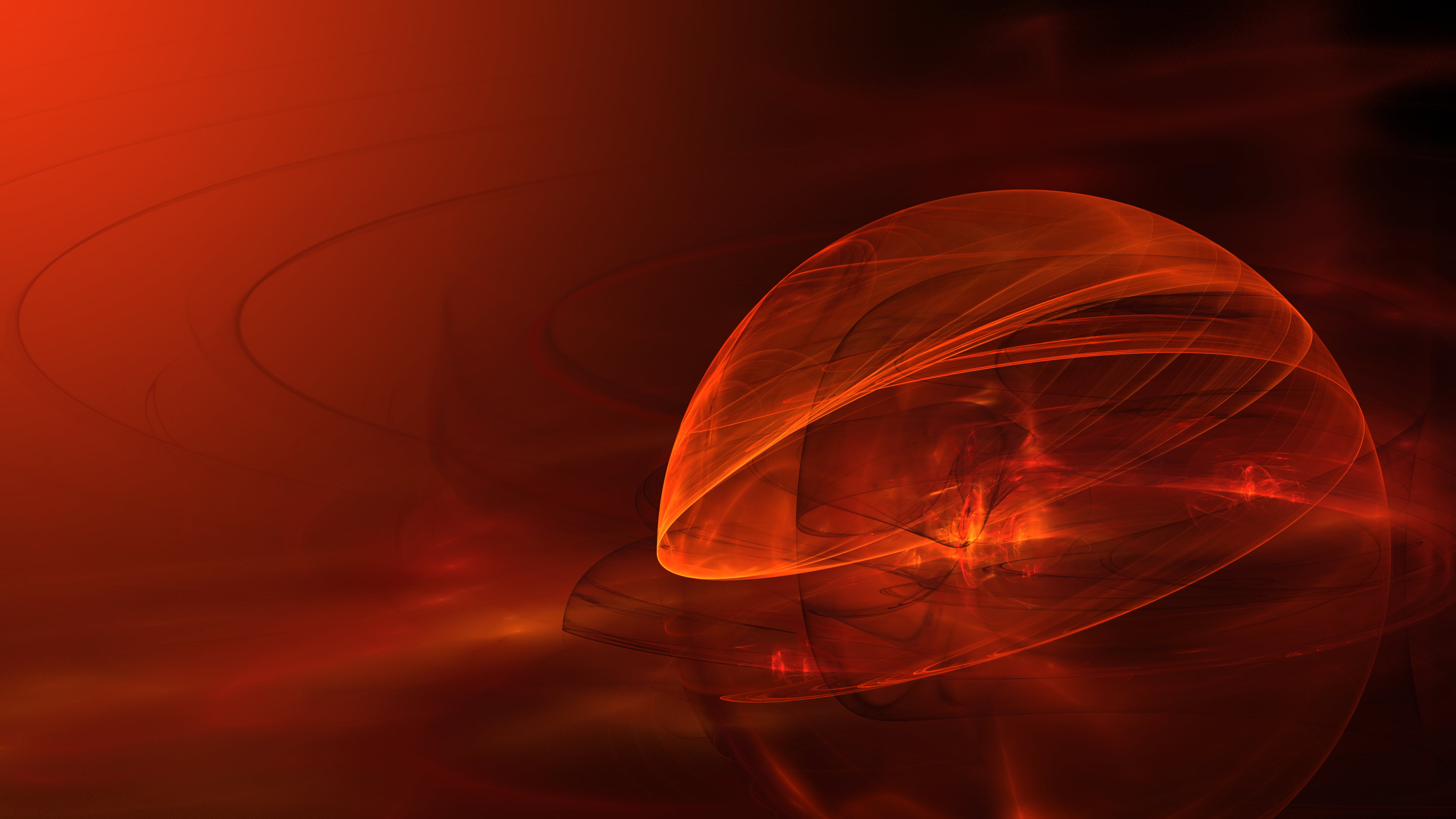 red and white ceramic plate, Apophysis, 3D fractal, abstract, orange