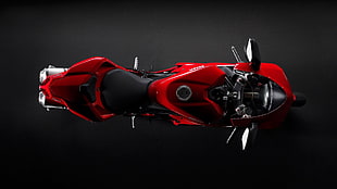 red and black sports motorcycle, Ducati, red, motorcycle