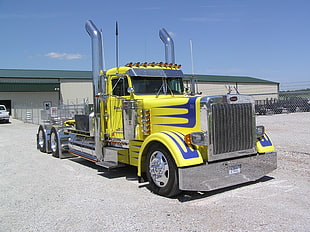 yellow and blue truck