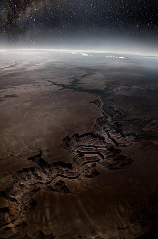 gray and black abstract painting, aerial view, Earth, Grand Canyon, USA