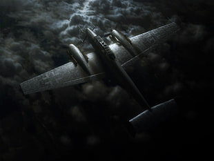 gray aircraft digital wallpaper, night, aircraft, Luftwaffe, World War II