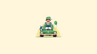 Luigi illustration, video games, Luigi, Mario Kart, illustration