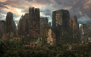 gray and brown concrete buildings, apocalyptic, city, New York City, Crysis 3