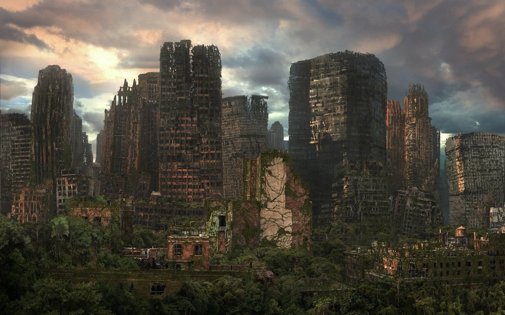 gray and brown concrete buildings, apocalyptic, city, New York City, Crysis 3