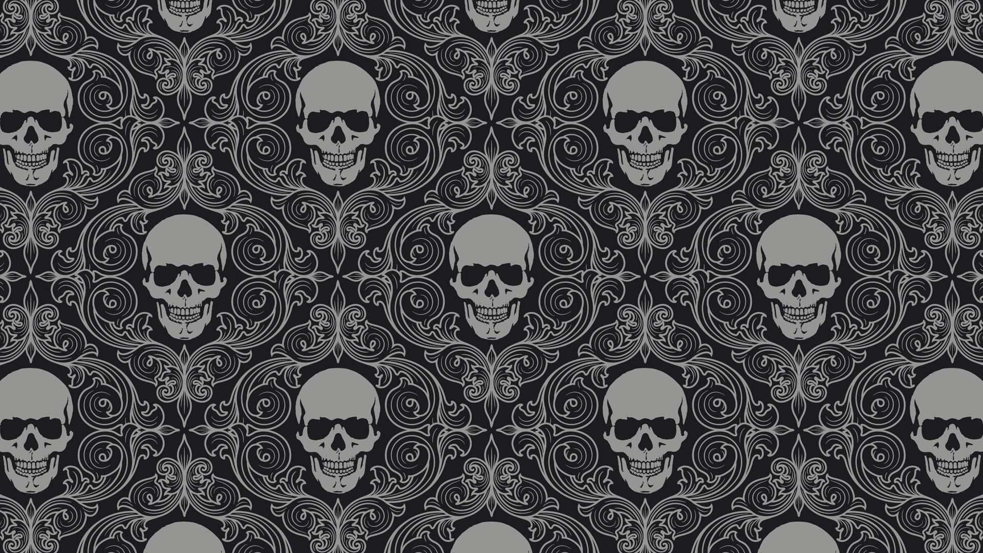 Photo of white and black skull print HD wallpaper