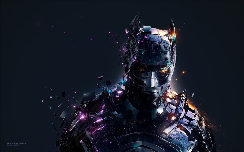 black and purple robot photography HD wallpaper