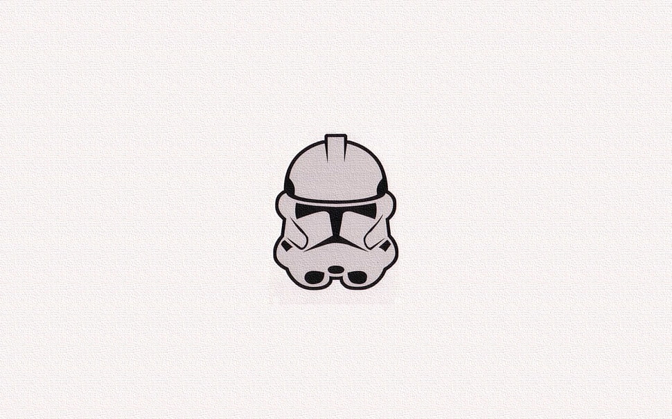 Star Wars Storm Trooper helmet illustration, Star Wars, Star Wars: Episode V - The Empire Strikes Back, Star Wars: Episode III - The Revenge of the Sith, minimalism HD wallpaper