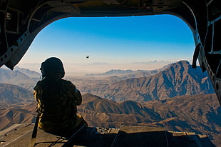 black Chinook helicopter, mountains, Afghanistan