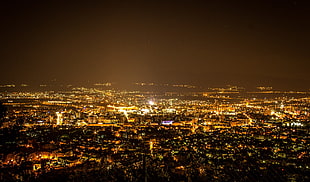 high angle photo of lighted city, Skopje, city