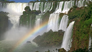 green leafed plants, waterfall, nature, landscape, Iguazú Waterfalls