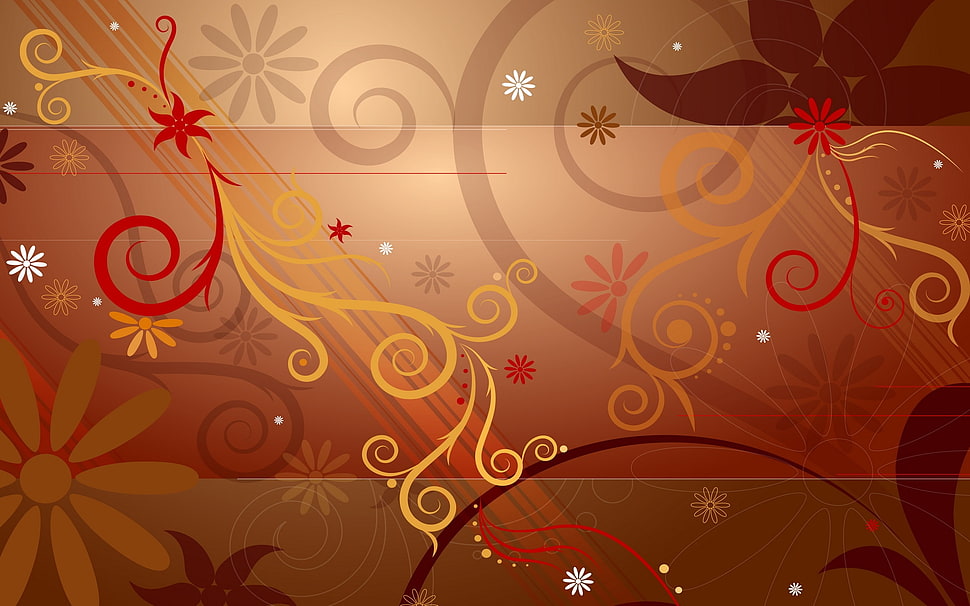 brown floral digital wallpaper HD wallpaper