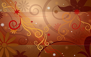 brown floral digital wallpaper