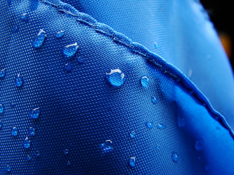 blue textile with morning dew HD wallpaper