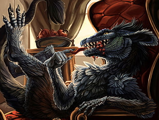 gray dragon illustration HD wallpaper