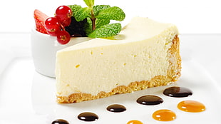 sliced cheesecake on plate HD wallpaper