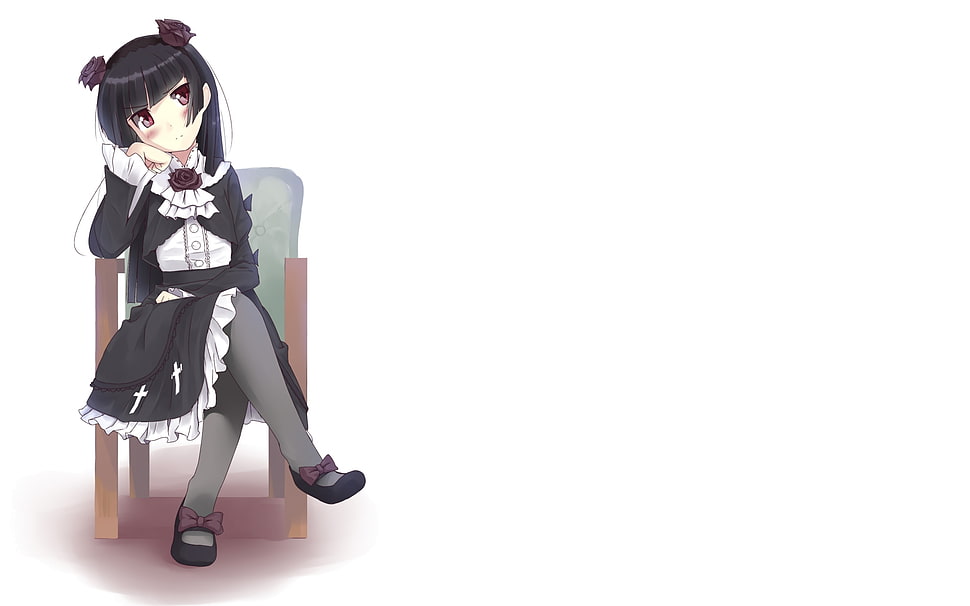 girl in black dress anime character HD wallpaper