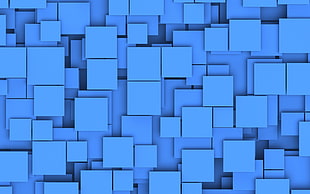 gray blocks digital wallpaper, abstract, shapes, geometry, blue