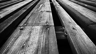 grayscale photo of wooden panels