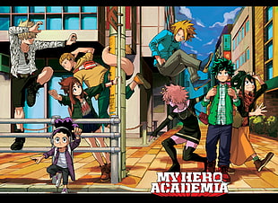 My Hero Academia poster, Boku no Hero Academia, Midoriya Izuku, Tsuyu Asui, Uraraka Ochako HD wallpaper