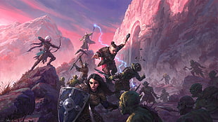 clan war fan art, digital art, battlefields, warrior, archer