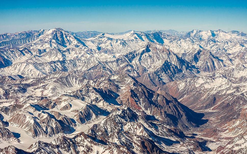 aerial photo of mountains, landscape, mountains, nature HD wallpaper