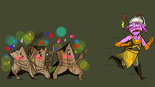 goblin chased alive tree stump animated illustration HD wallpaper