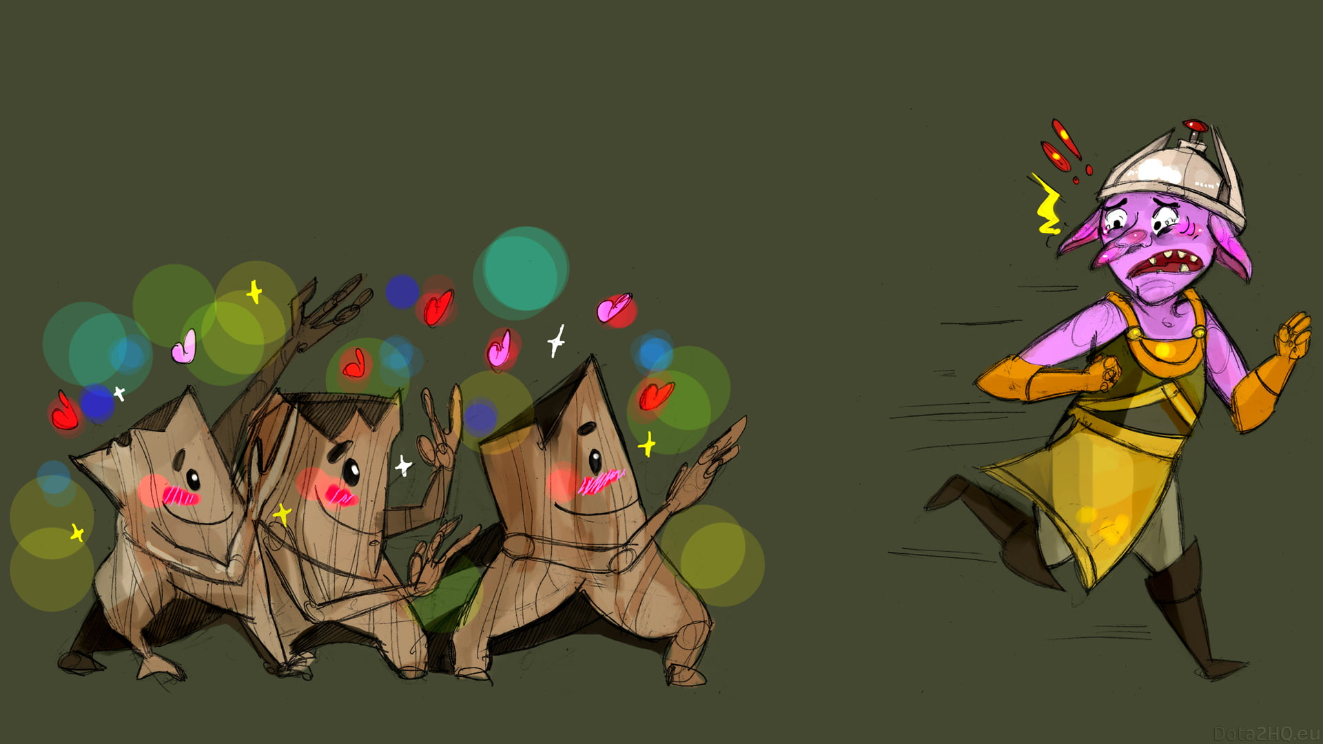 goblin chased alive tree stump animated illustration