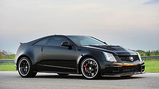 black Cadillac coupe, Cadillac, Cadillac CTS-V, car