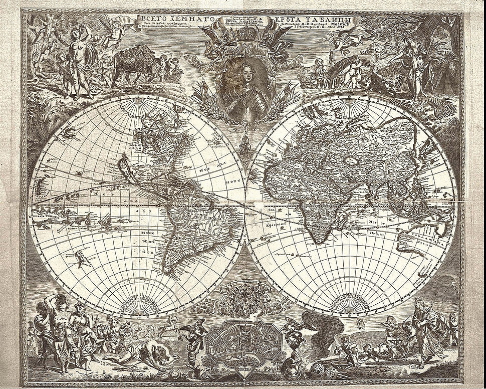 double-hemisphere vintage world map HD wallpaper