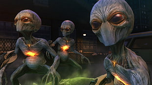two black and brown ceramic figurines, XCOM: Enemy Unknown, aliens, XCOM