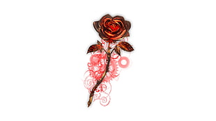 red Rose flower painting, rose, steampunk, digital art