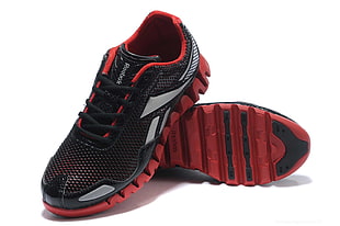 red-and-black Reebok sneakers