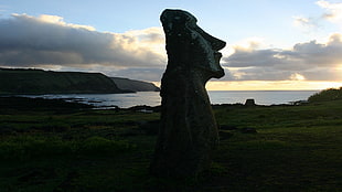concrete statue, Easter Island, Moai