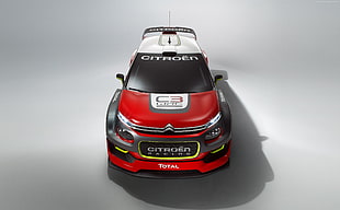 red and white Citroen C3 rally car