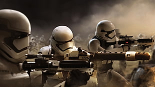 three Star Wars Clone Troopers, Star Wars, gun, stormtrooper, movies