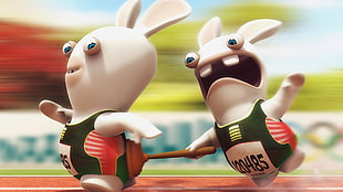 two white rabbits movie still, Raving Rabbids, humor