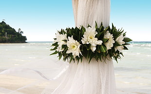 white and green floral wreath
