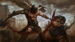 warrior, skull, fantasy art, fantasy armor HD wallpaper