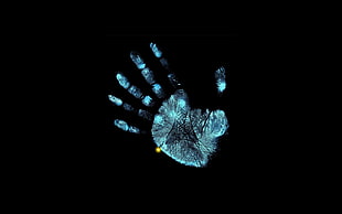 blue hand, Fringe (TV series), handprints, black background HD wallpaper