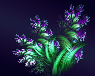 purple and green flower illustration HD wallpaper