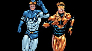 two male character digital wallpaper, superhero, Booster Gold, Blue Beetle