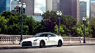 white Nissan GT-R coupe, Nissan GT-R, car HD wallpaper